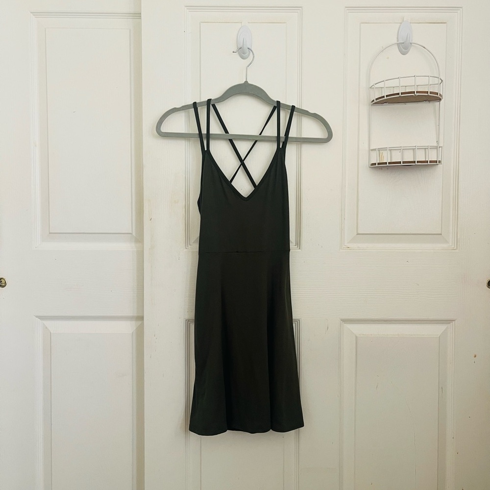 Dark Olive Green Strappy Dress